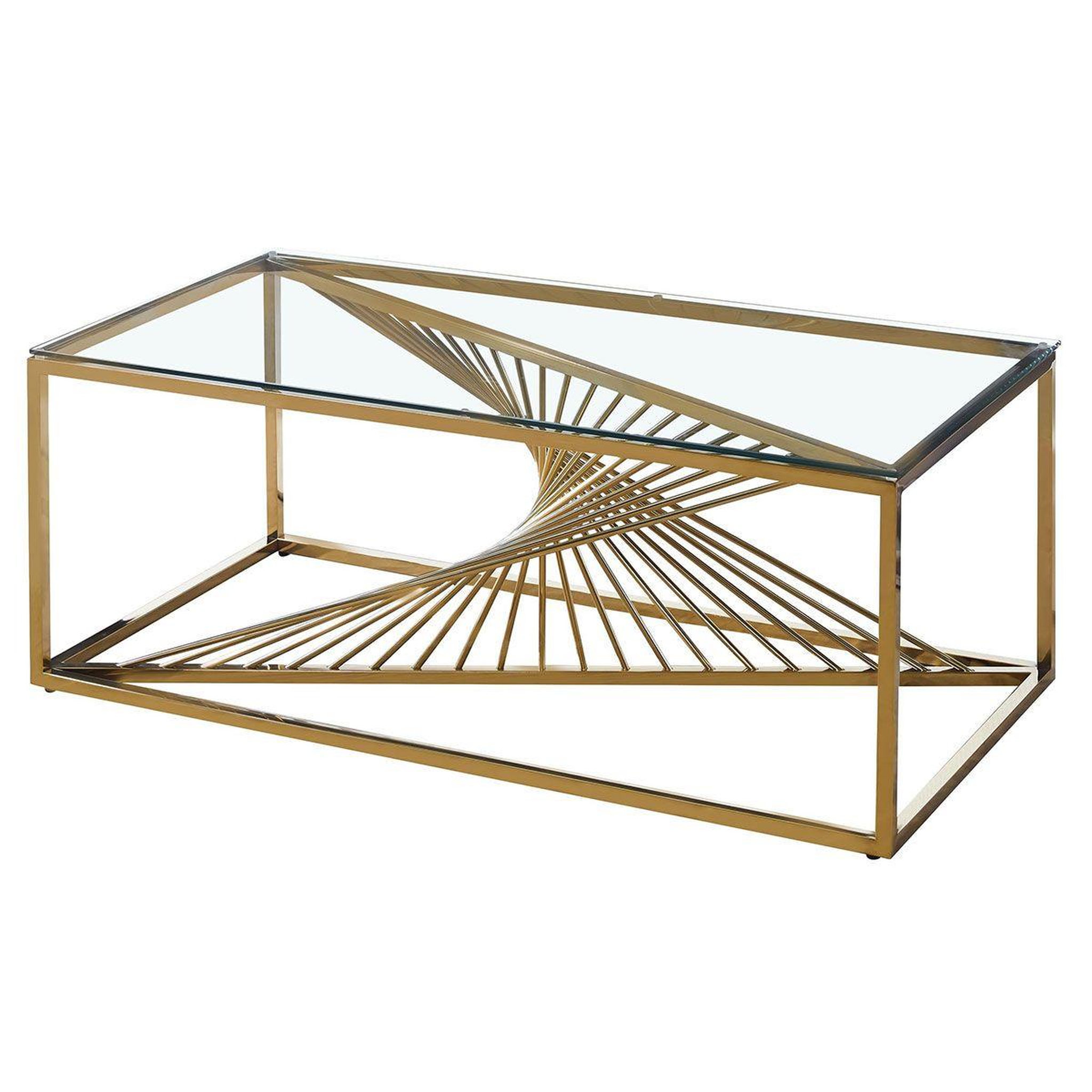 Voir la diapositive 1 : Paris Prix Table Basse Design en Verre  Tanya  120cm Or