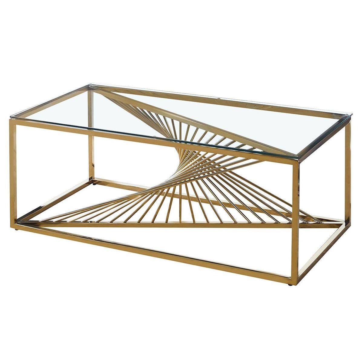 Paris Prix Table Basse Design en Verre  Tanya  120cm Or