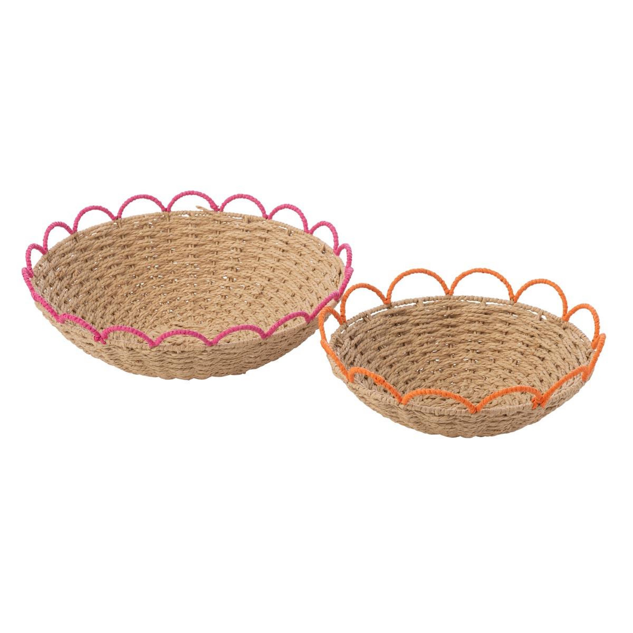 J-LINE Lot de 2 coupelles déco  flores  42cm naturel