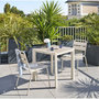 Voir la diapositive 2 : HESPERIDE Table de jardin fixe en aluminium effet bois 2 places EVASION