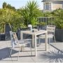 Voir la diapositive 2 : HESPERIDE Table de jardin fixe en aluminium effet bois 2 places EVASION