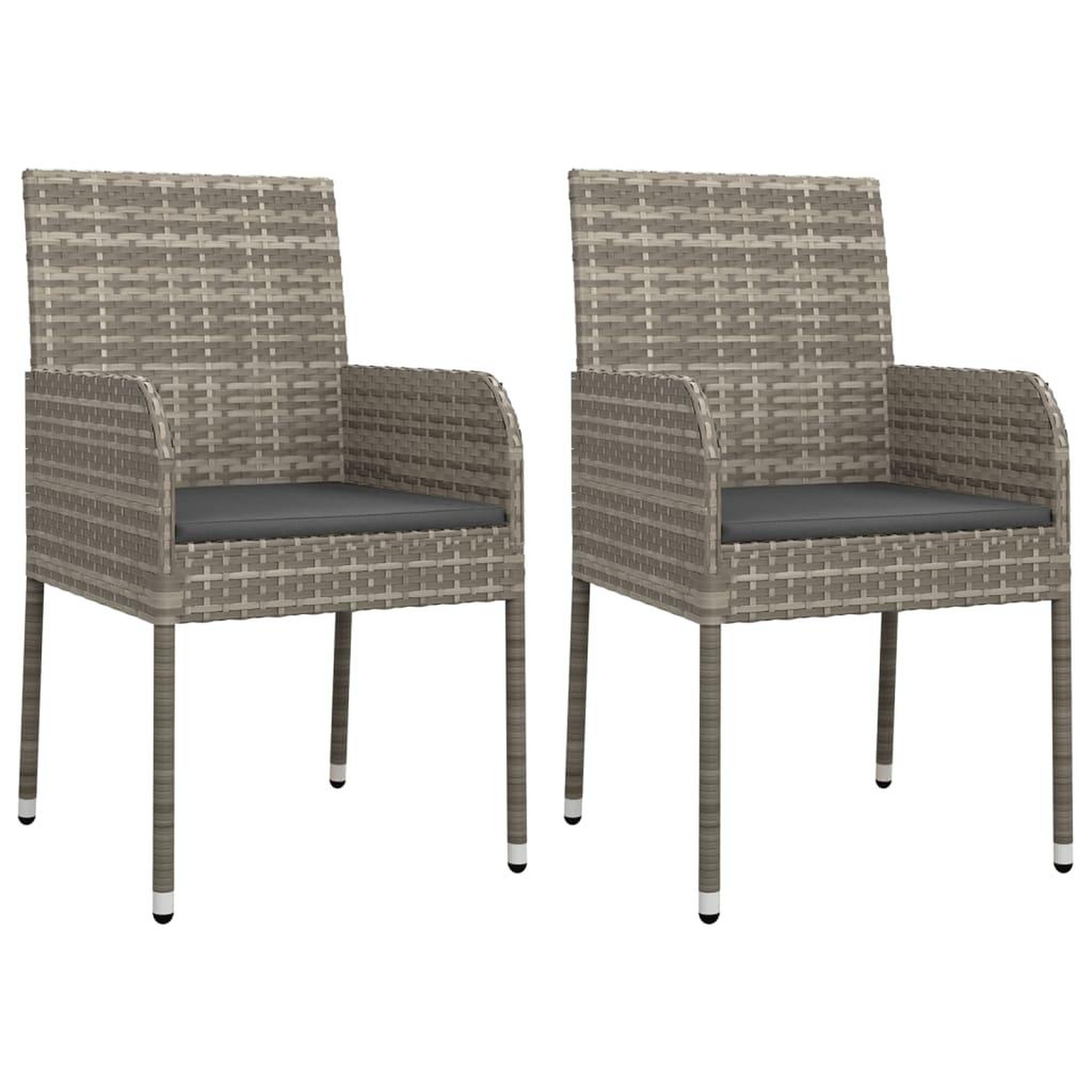 Voir la diapositive 4 : VIDAXL Ensemble a manger de jardin 3 pcs coussins gris resine tressee
