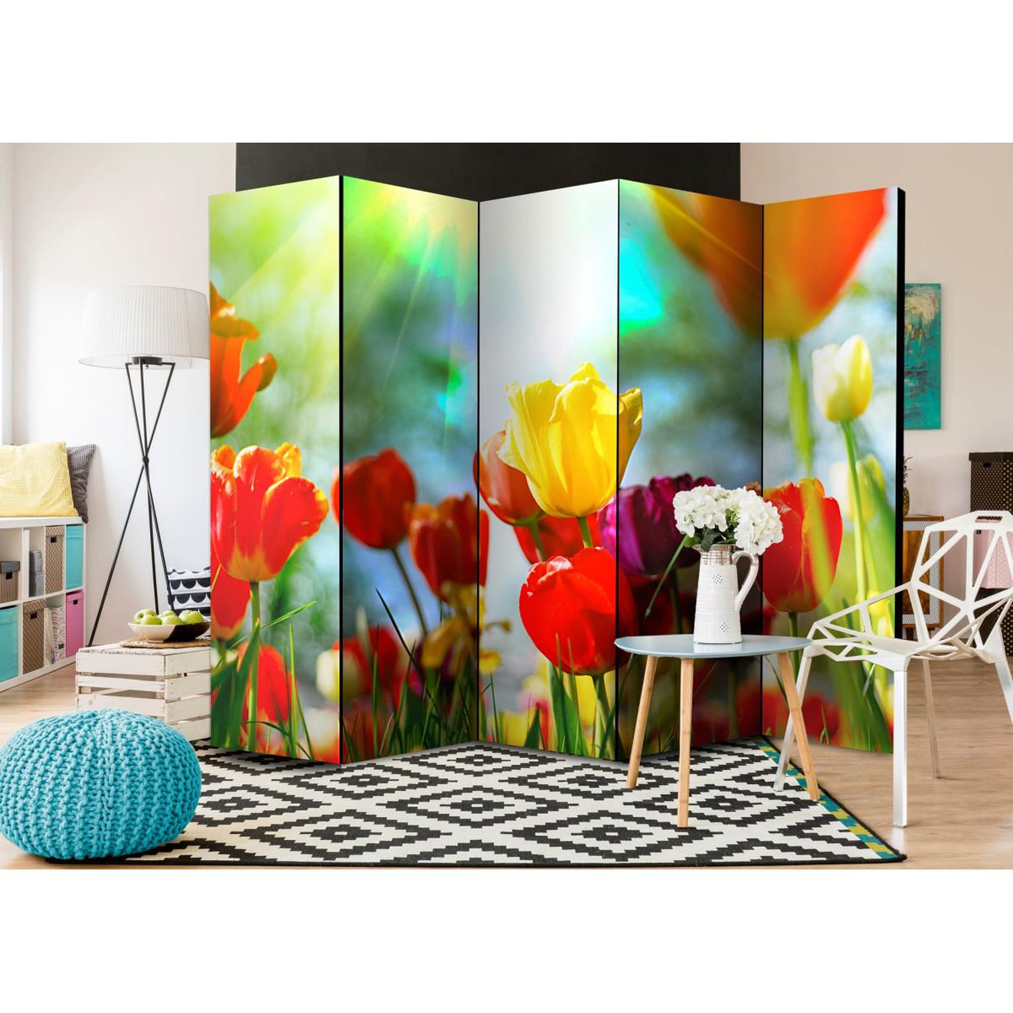 Voir la diapositive 2 : Paris Prix Paravent 5 volets  spring tulips  172x225cm