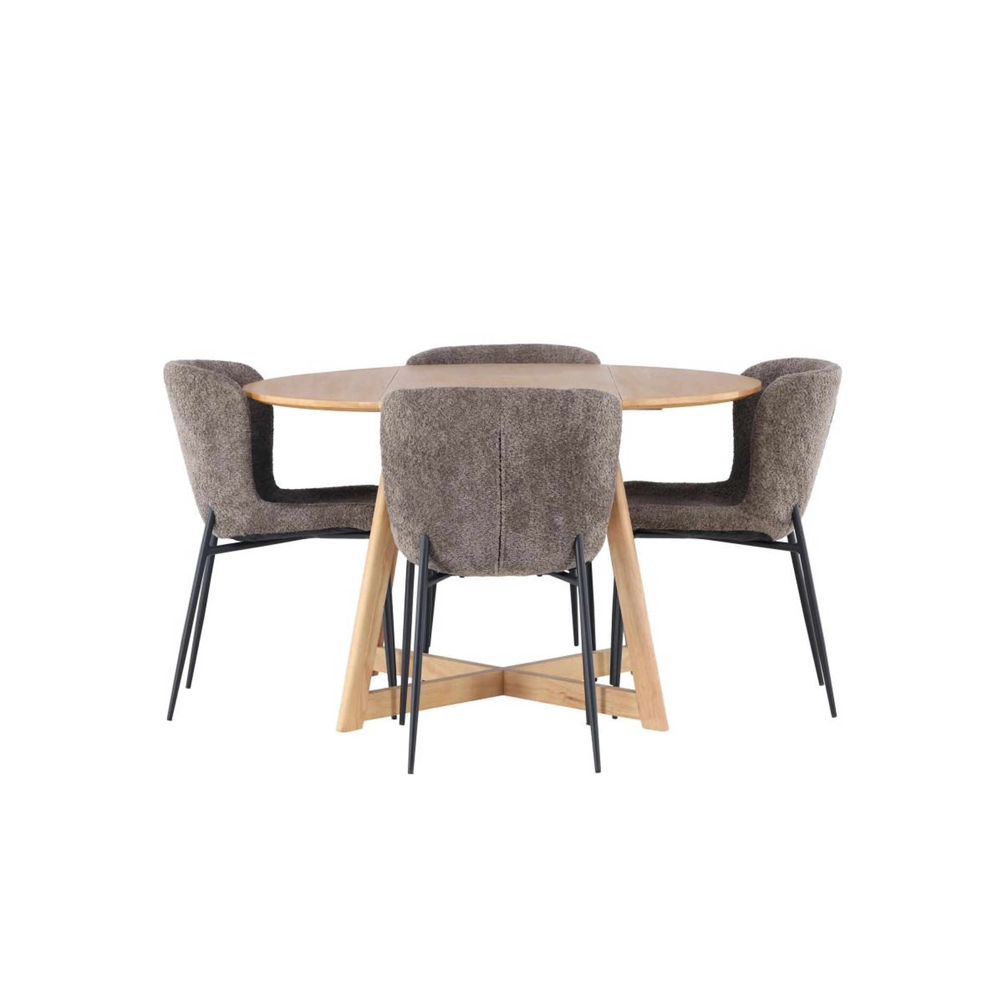 Voir la diapositive 2 : Paris Prix Ensemble table à manger & 4 chaises  yakidon & modesto  120cm naturel & marron