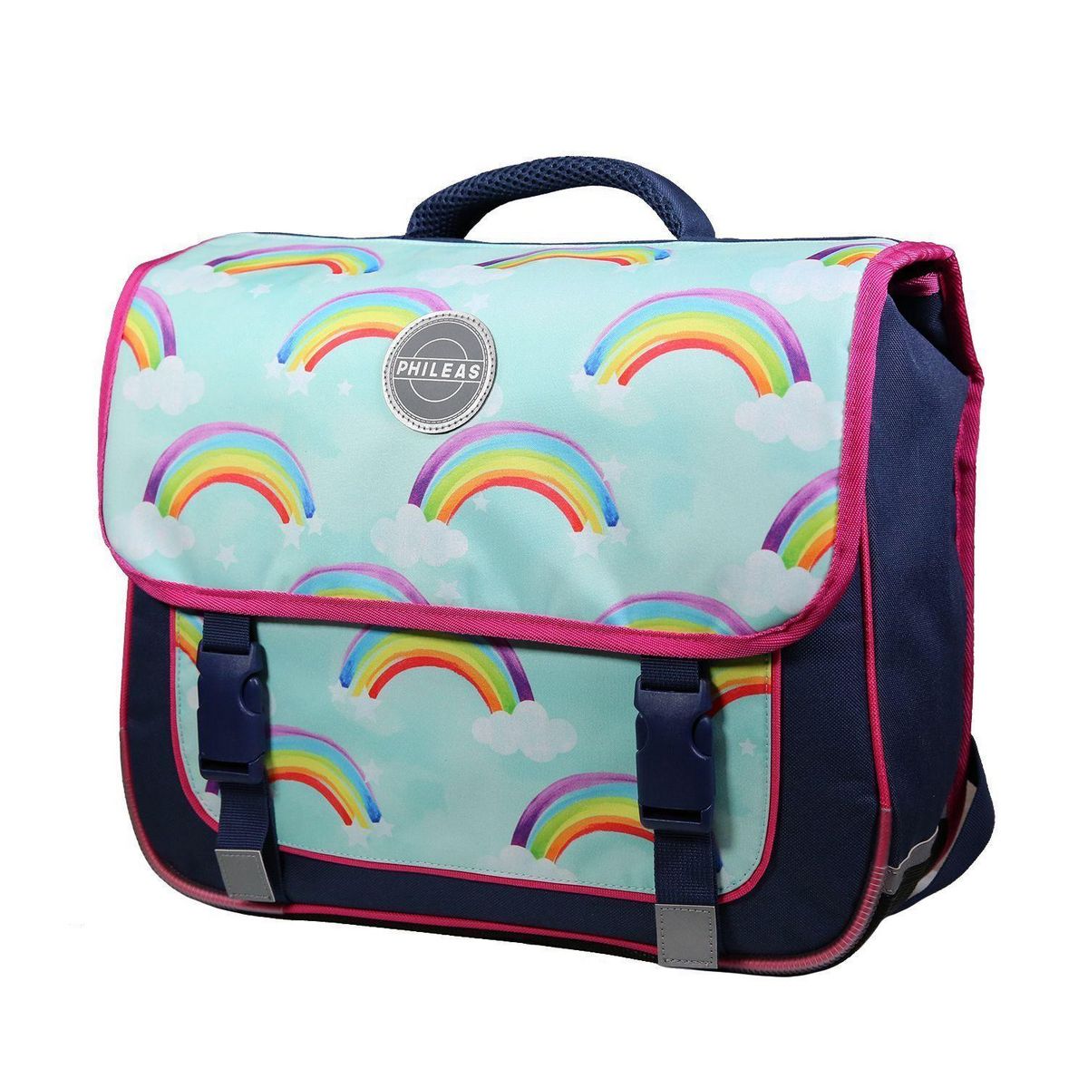 Bagtrotter BAGTROTTER Cartable 38 cm Phileas Arc En Ciel Bleu - Le Plus Confortable des Cartables - Ergonomie/Confort/Sécurité - Système Smart Comfort