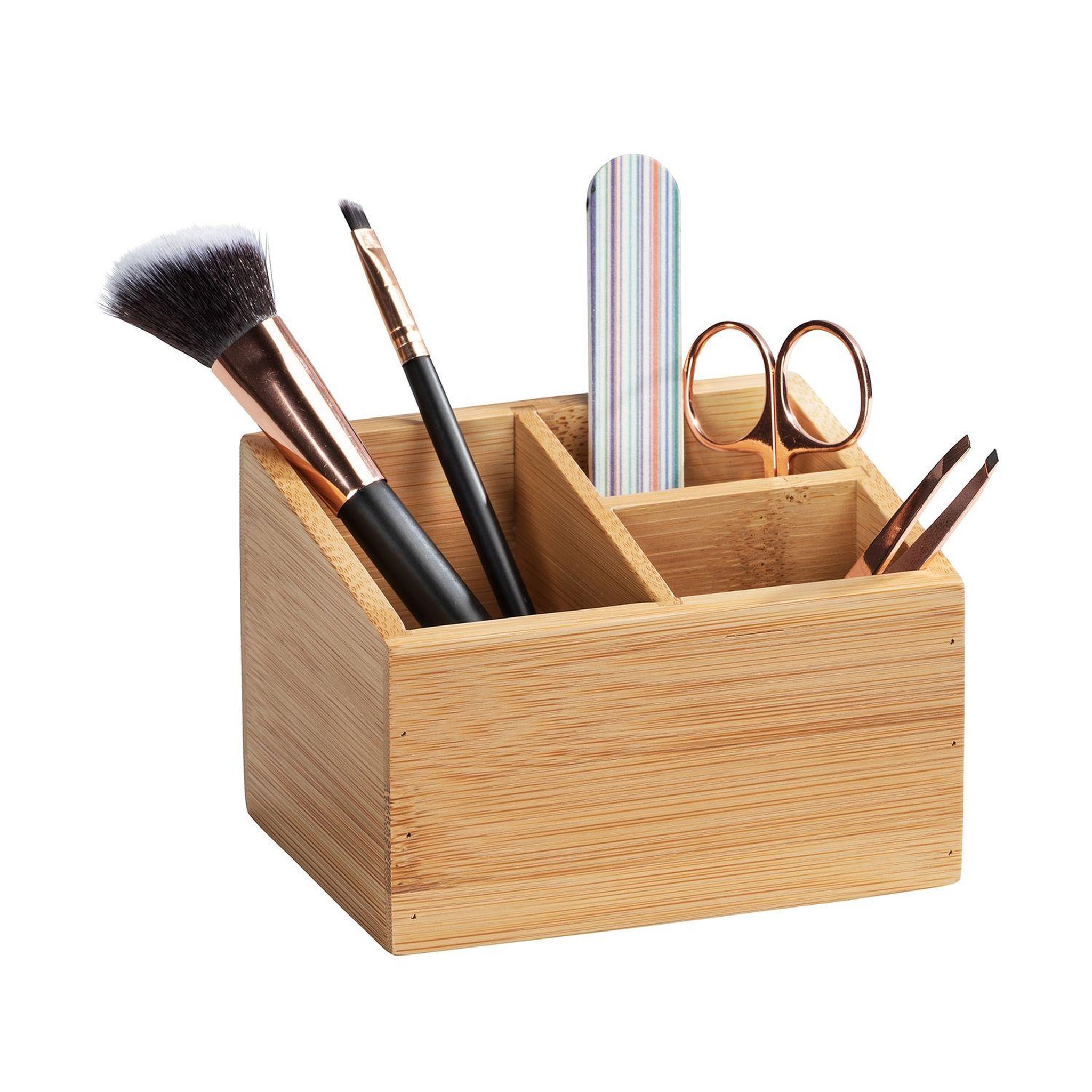 Wenko Organisateur à maquillage en bambou terra - 3 compartiments