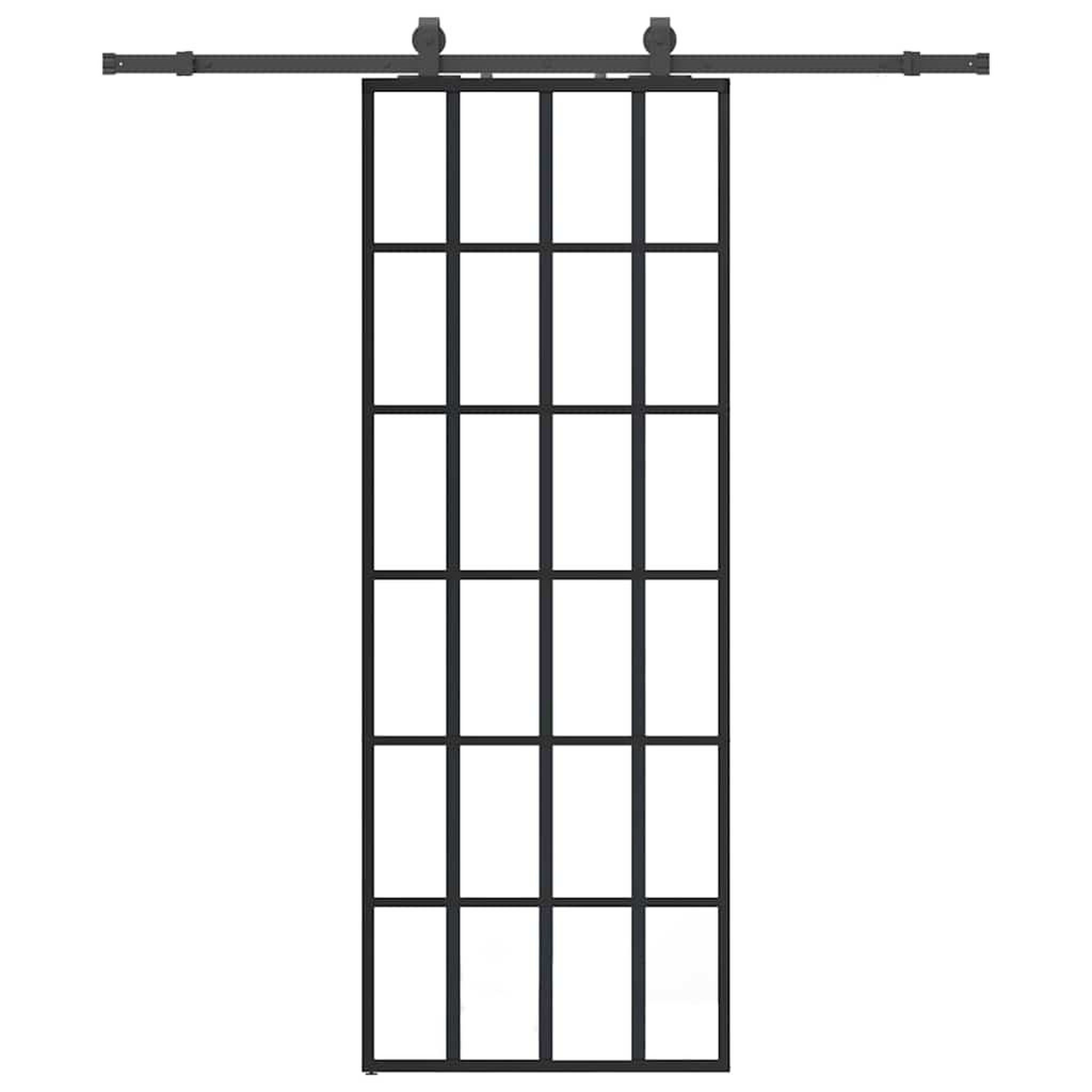 Voir la diapositive 2 : VIDAXL Porte coulissante kit de quincaillerie noir 76x205 cm verre ESG