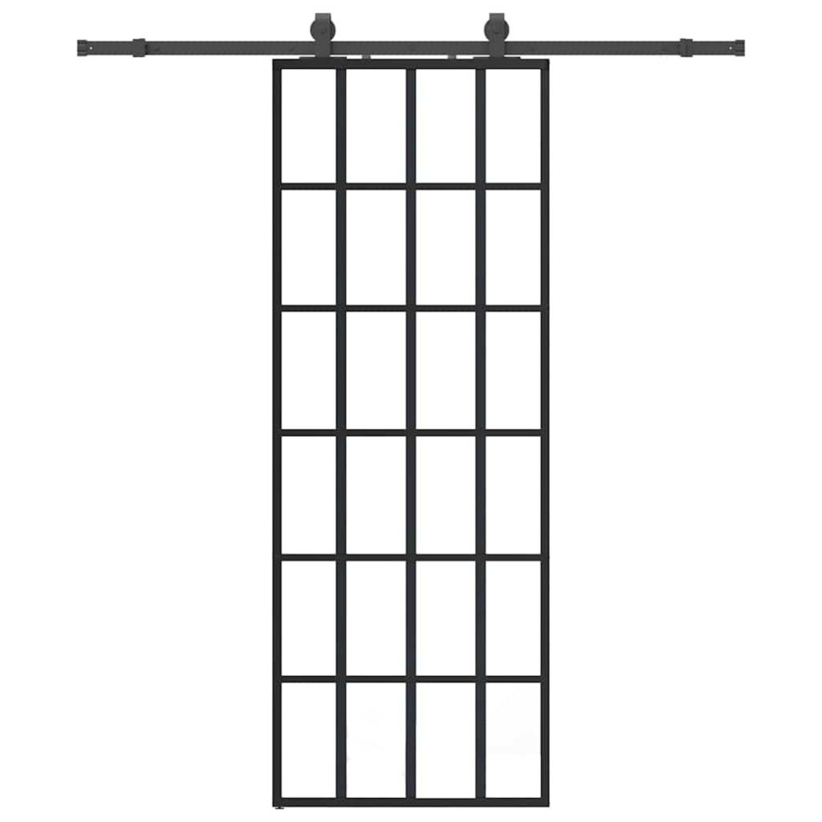 VIDAXL Porte coulissante kit de quincaillerie noir 76x205 cm verre ESG