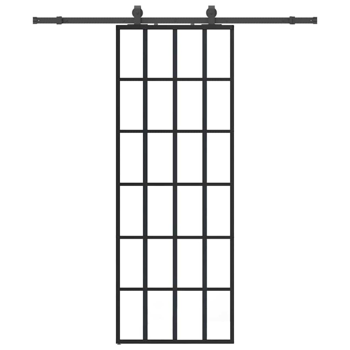 VIDAXL Porte coulissante kit de quincaillerie noir 76x205 cm verre ESG