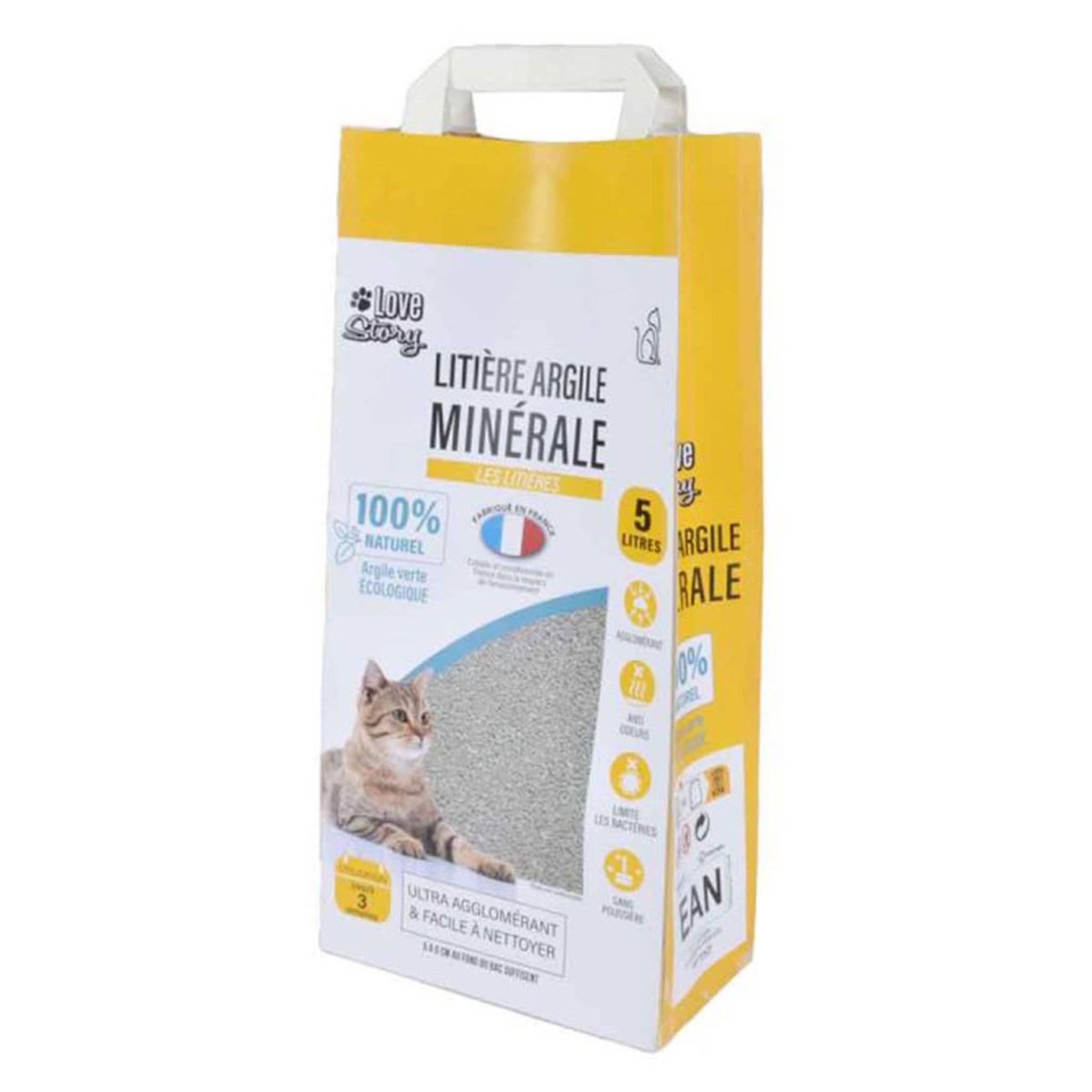 LOVE STORY Litière Minérale  Argile Verte 100% Naturel  5L Gris