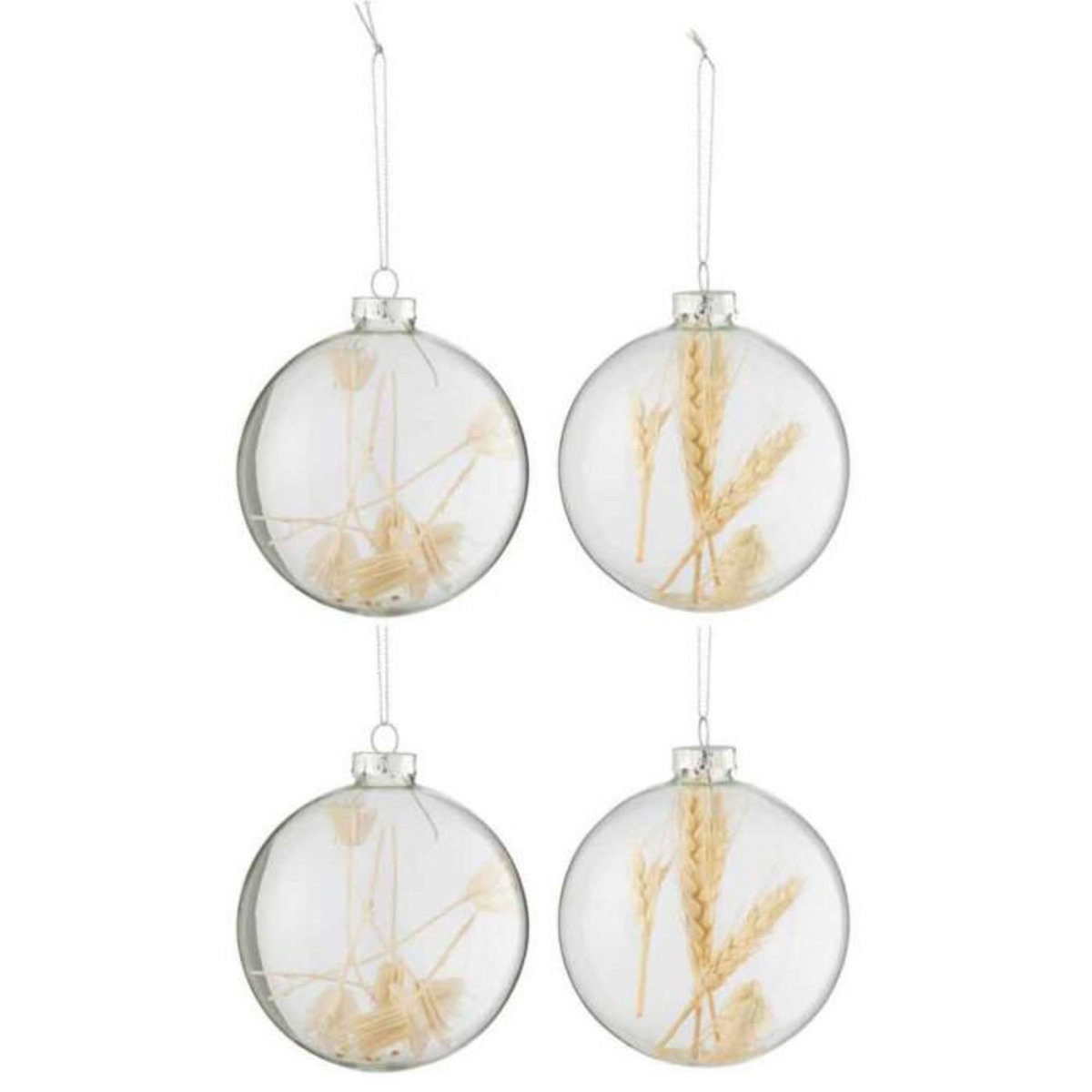 Paris Prix Lot de 4 Boules de Noël  Brindilles  10cm Transparent