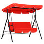Voir la diapositive 1 : OUTSUNNY Balancelle de jardin 3 places toit inclinaison réglable coussins assise et dossier 1,72L x 1,1l x 1,52H m acier noir polyester rouge