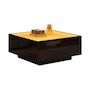 Voir la diapositive 1 : MERAX Table basse carrée noir - 70x70 cm led panneau de particules