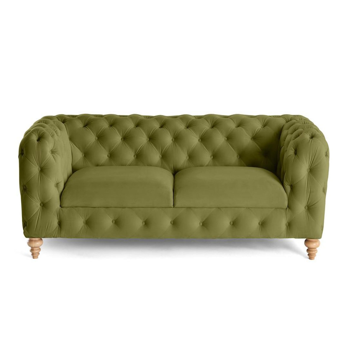 LISA DESIGN Walter - canapé 3 places chesterfield en velours - pieds bois