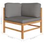 Voir la diapositive 6 : VIDAXL Salon de jardin 6 pcs avec coussins gris Bois de teck solide