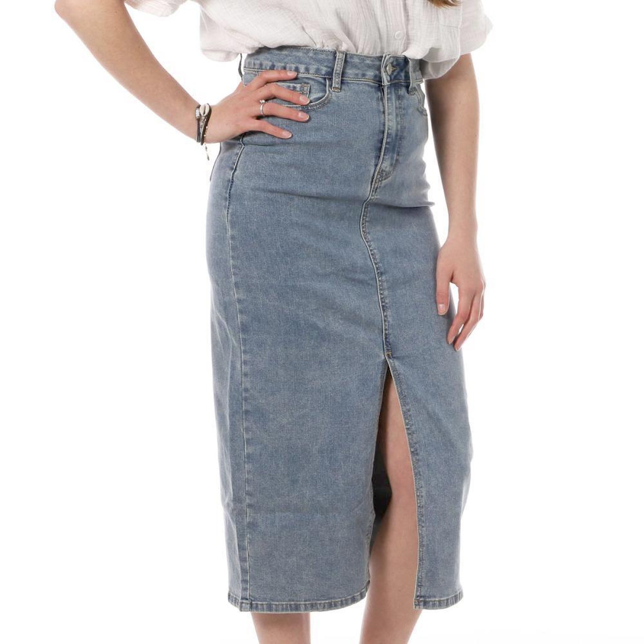 MONDAY PREMIUM Jupe En Jean  Délavé Femme Monday Premium 392. Coloris disponibles : Bleu