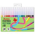 AUCHAN Etui de 18 feutres de coloriage pointe brosse
