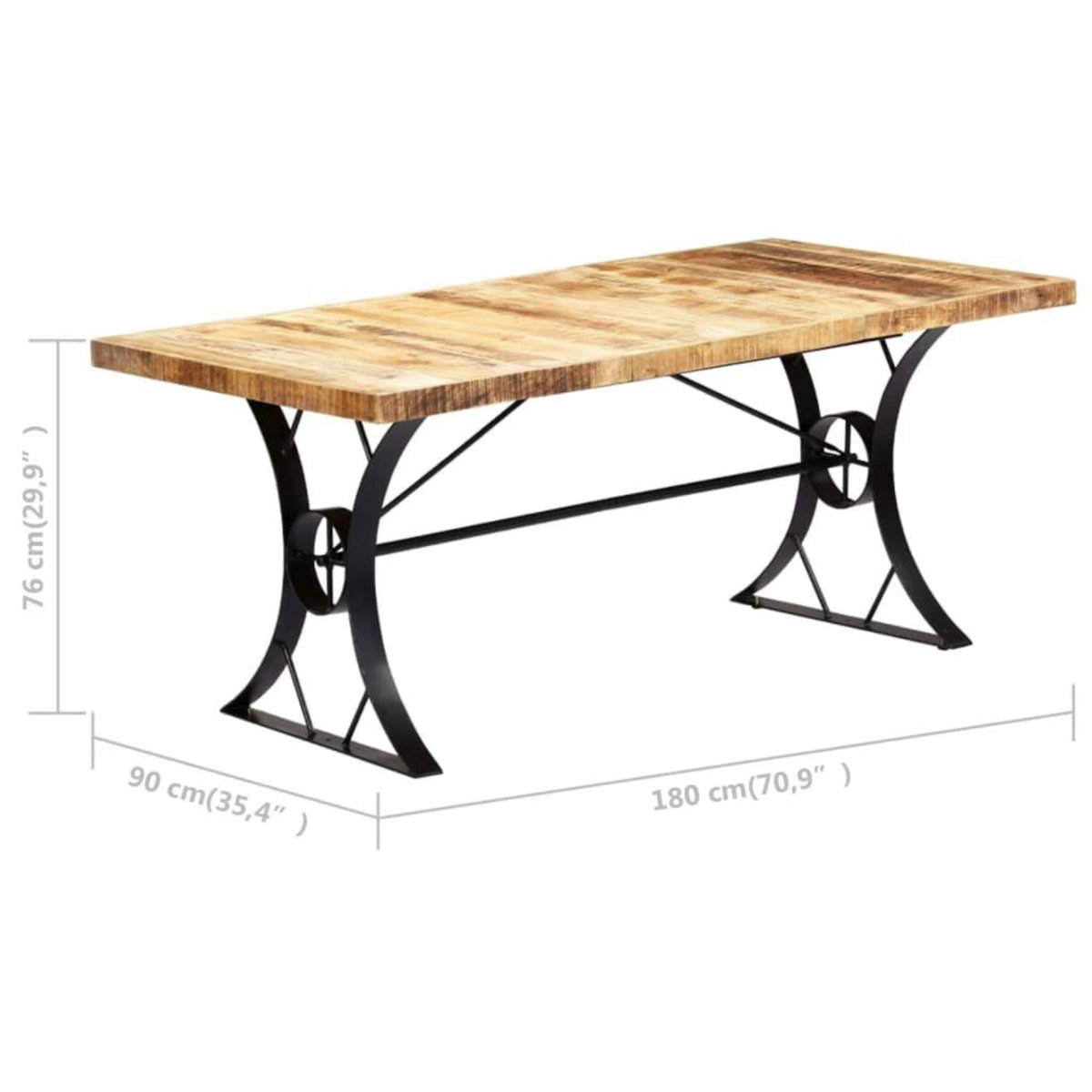 VIDAXL Table a manger 180x90x76 cm Bois de manguier massif