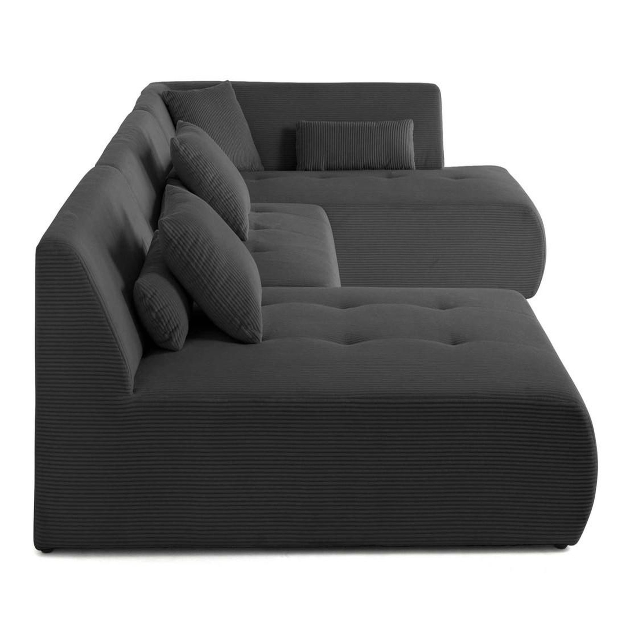Voir la diapositive 5 : LISA DESIGN Onyx - canapé panoramique d'angle droit 7 places - en velours côtelé