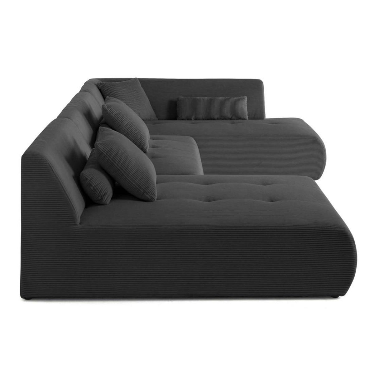 LISA DESIGN Onyx - canapé panoramique d'angle droit 7 places - en velours côtelé