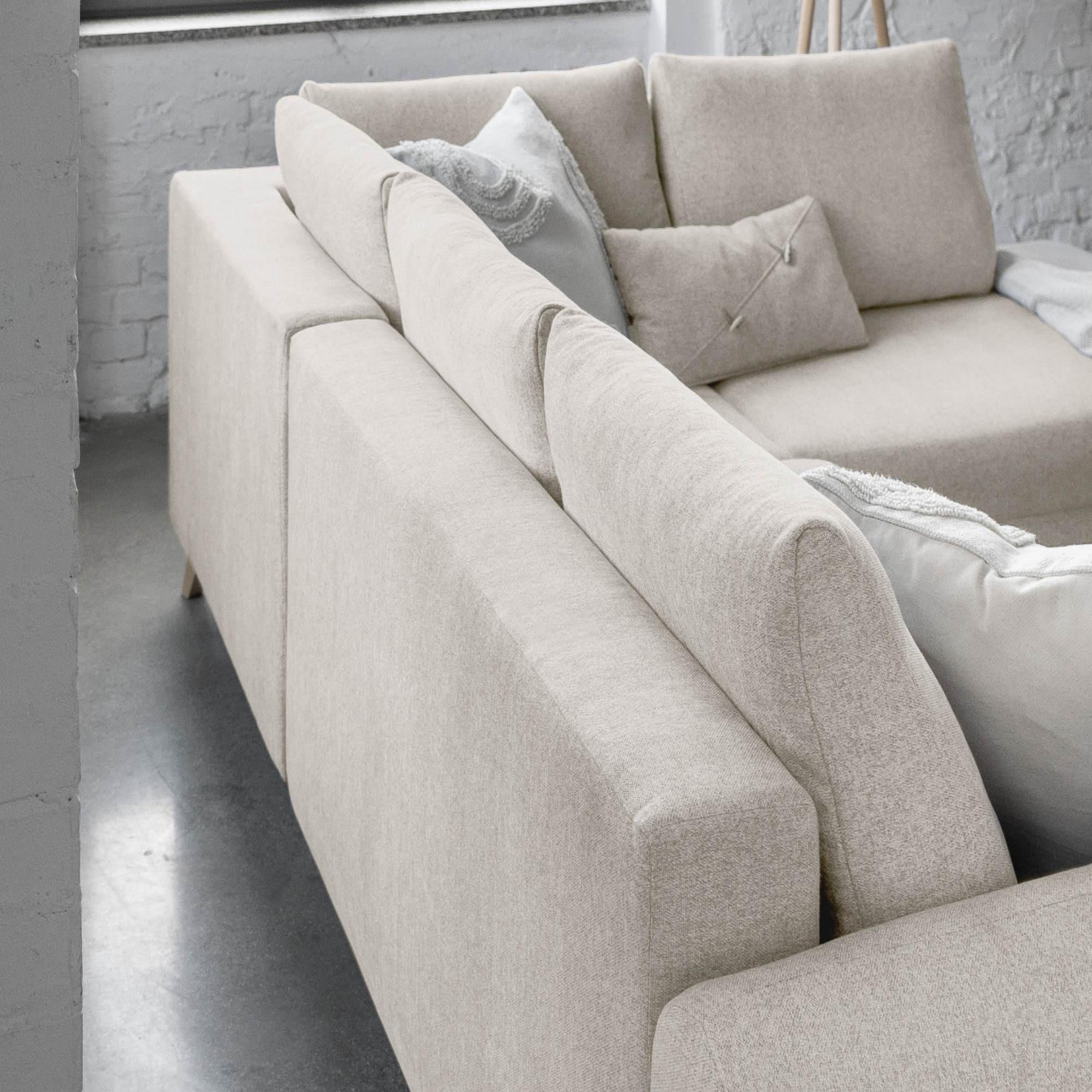 Voir la diapositive 4 : BEST MOBILIER Lagom - canapé d'angle panoramique - convertible - avec coffre - en tissu - 7 places - droit