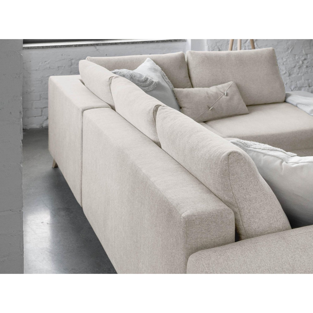 BEST MOBILIER Lagom - canapé d'angle panoramique - convertible - avec coffre - en tissu - 7 places - droit