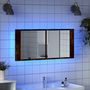 Voir la diapositive 4 : VIDAXL Armoire a miroir a LED de bain chene fume 100x12x45 cm