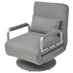 VIDAXL Fauteuil pivotant et canape-lit Gris clair Tissu