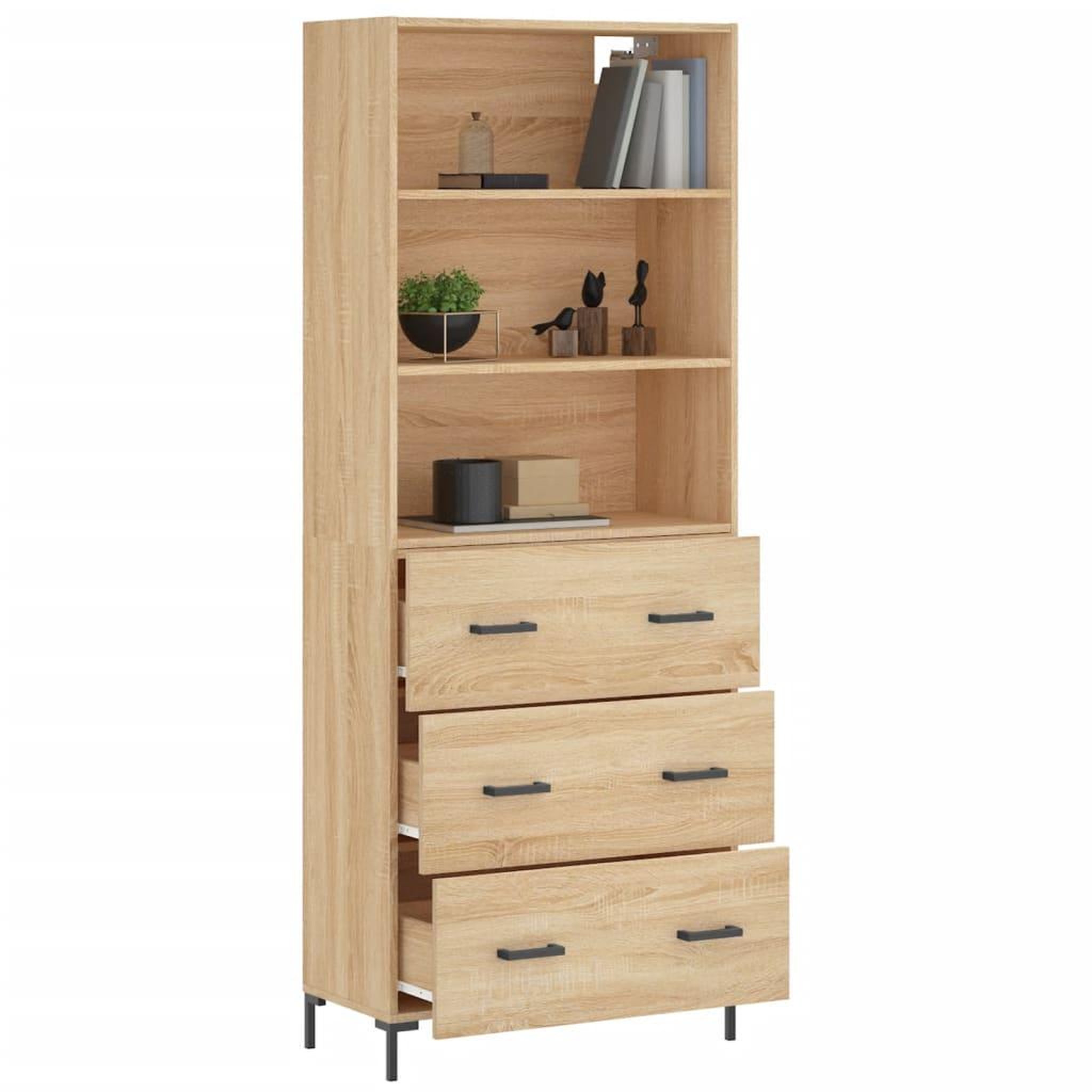 Voir la diapositive 3 : VIDAXL Buffet haut Chene sonoma 69,5x34x180 cm Bois d'ingenierie