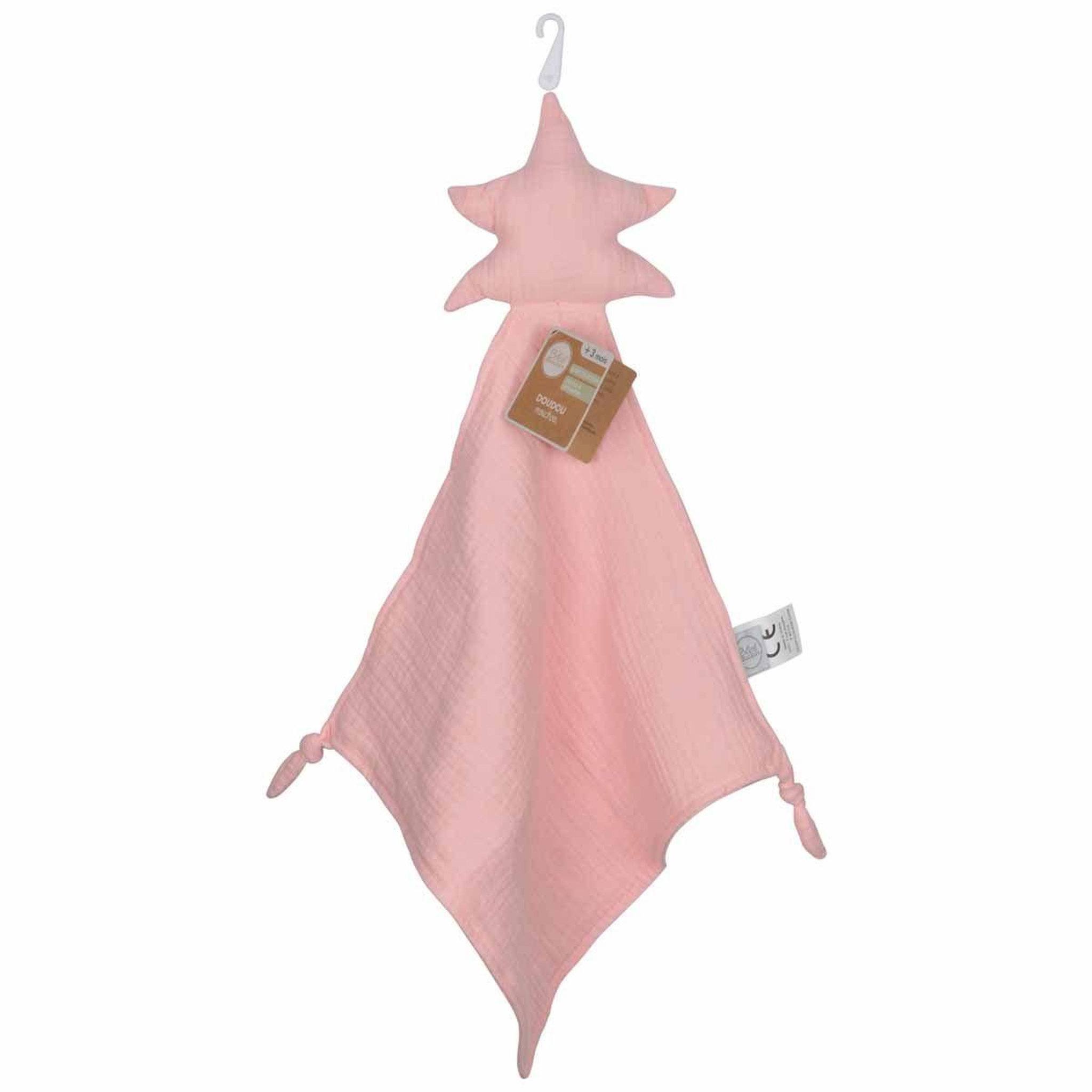 Voir la diapositive 4 : BEBE DOUCEUR Doudou mouchoir bébé  étoile  46cm rose