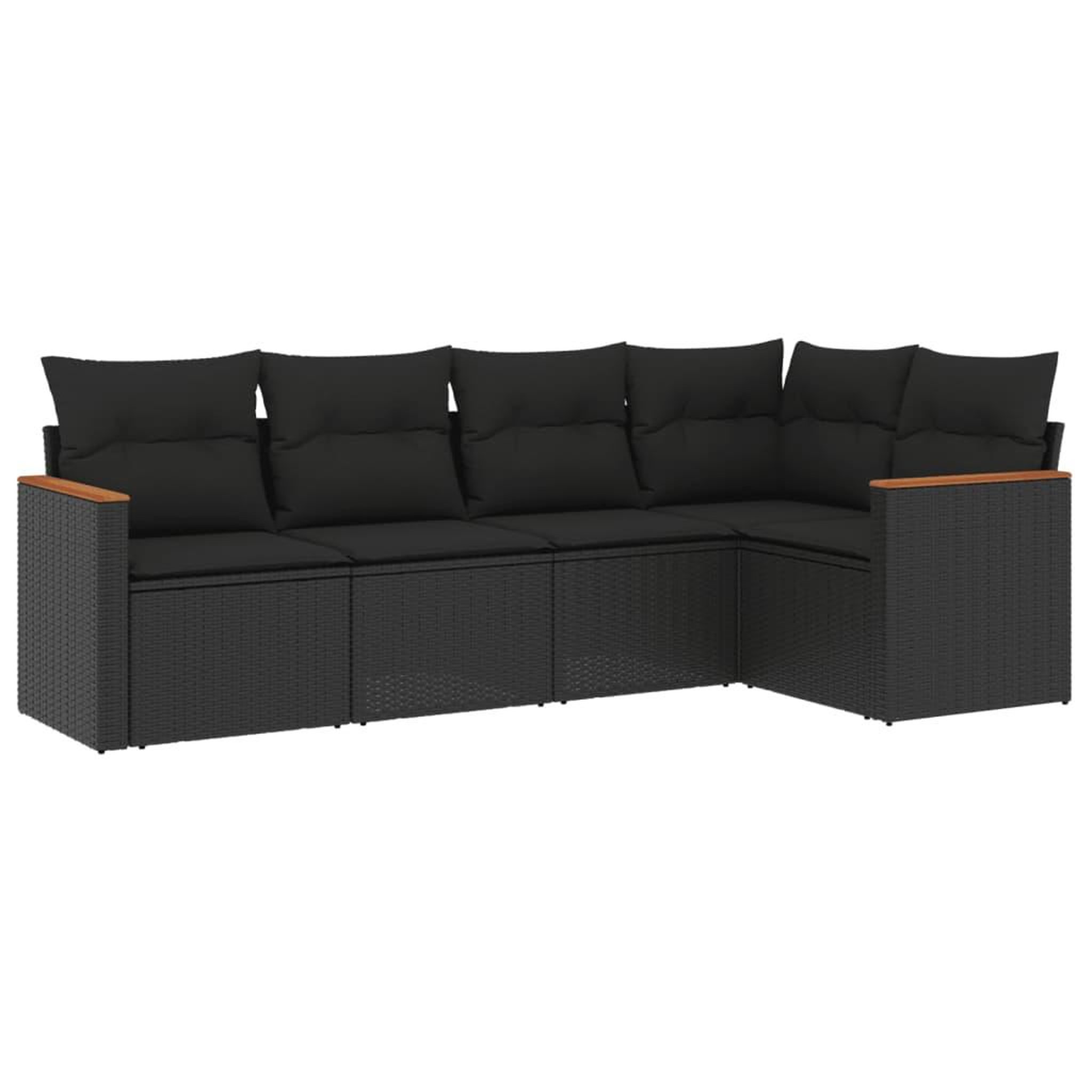 Voir la diapositive 2 : VIDAXL Salon de jardin 5 pcs avec coussins noir resine tressee