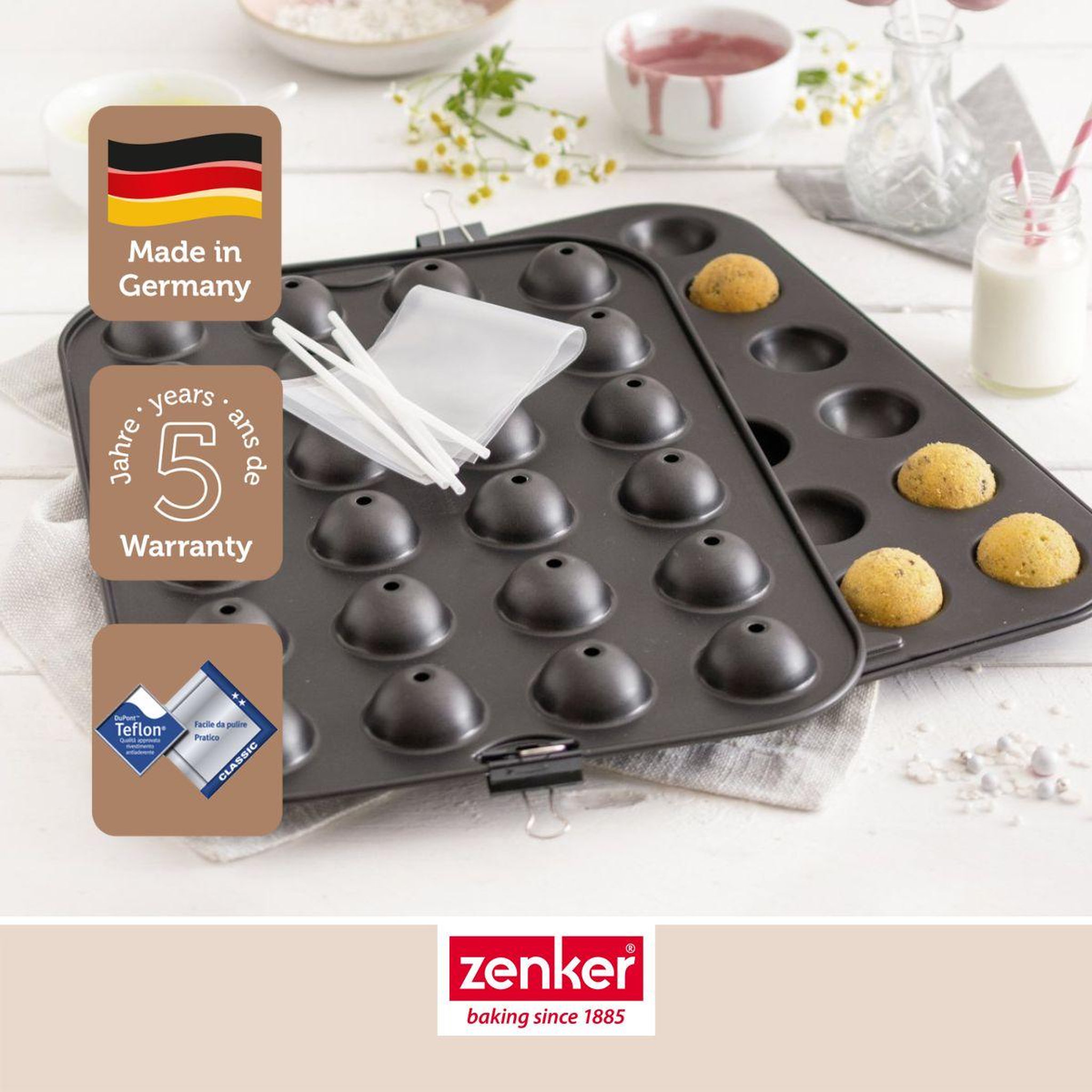 Voir la diapositive 2 : ZENKER Set moule cake pop bâtonnets et sachets transparents 38 x 26 cm zenker special creative