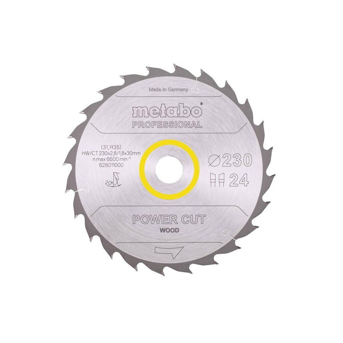 METABO SAS Lame de scie circ. Pro  Power Cut Wood  HW/CT 230x30, 24 WZ  20°