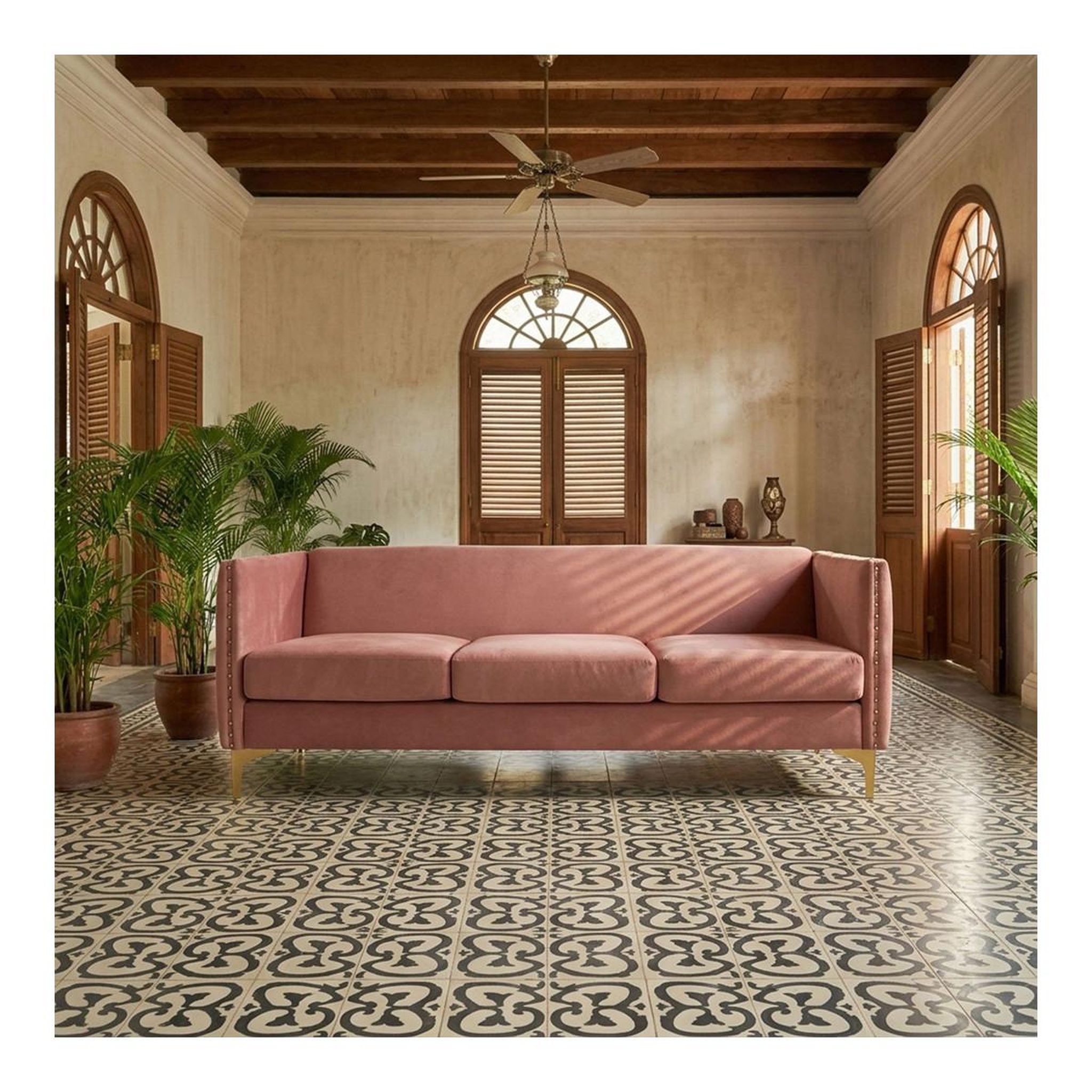 Voir la diapositive 5 : Paris Prix Canapé 3 places en velours  suez  204cm rose