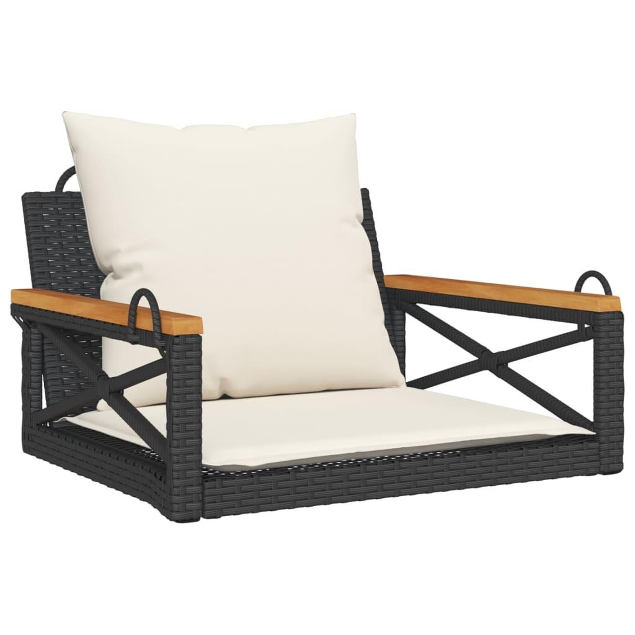 Voir la diapositive 2 : VIDAXL Balancelle avec coussins noir 63x62x40 cm resine tressee