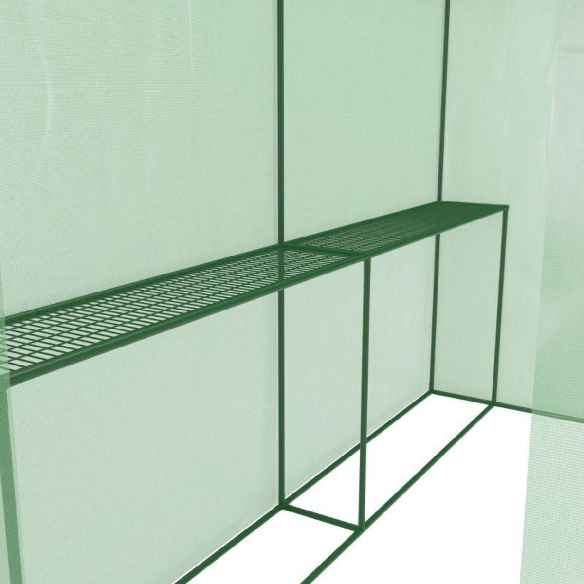 EUROSPEN Serre de Jardin 2m² - bâche armée - avec étagères et porte zipée