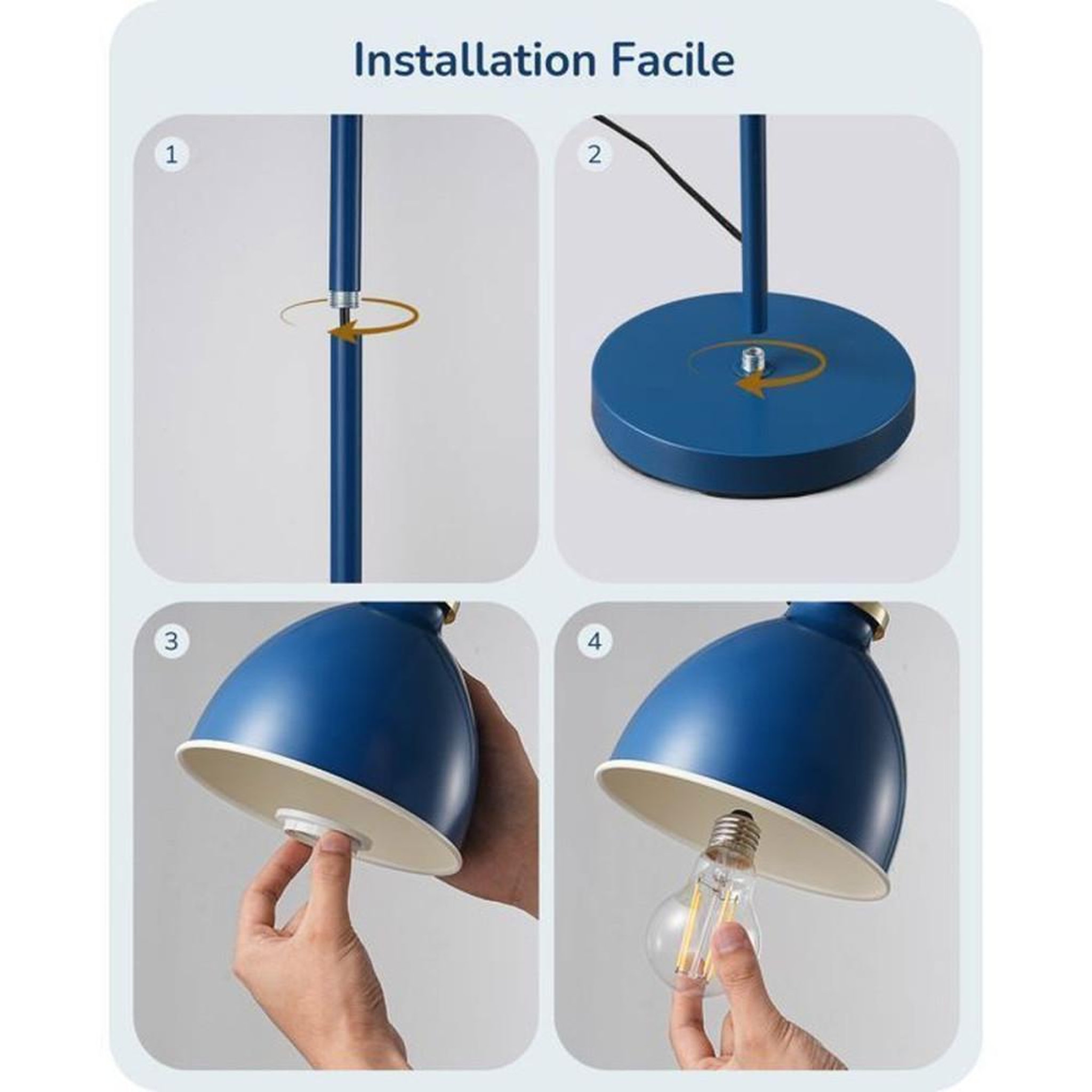Voir la diapositive 6 : Lampadaire industriel bleu marine 155 cm tête réglable métal E27 LED 2700K