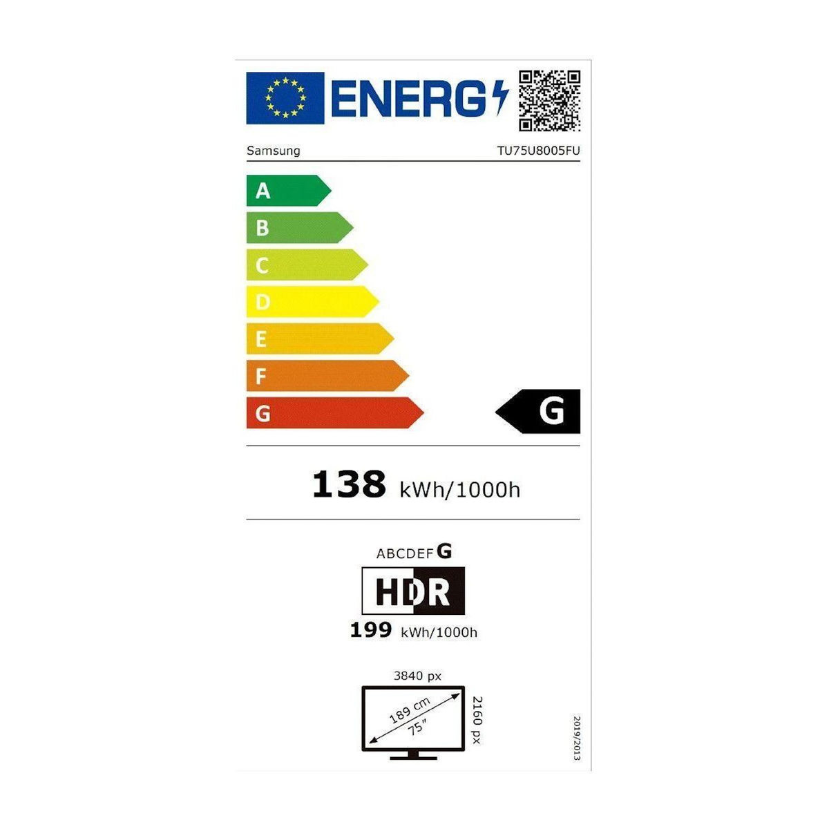 Samsung TV LED TU75U8005F 4K AI SmartTV 2025