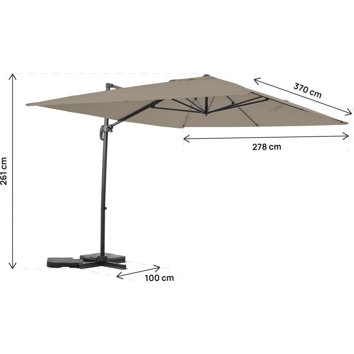 Habitat et Jardin Parasol jardin déporté en aluminium  Sky 4  - 3 x 4 m - Taupe - Avec Housse de protection
