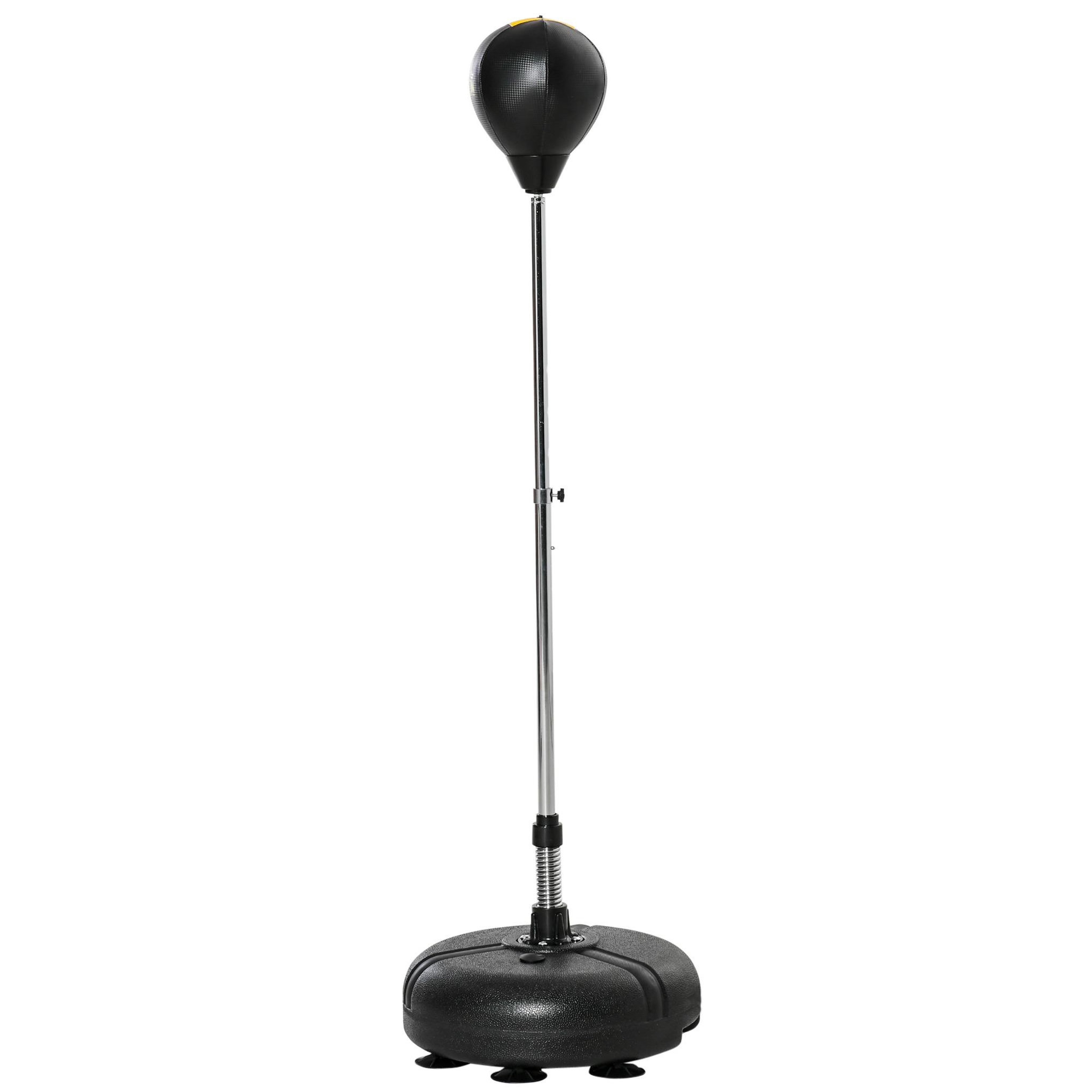 HOMCOM Punching ball sur pied hauteur réglable H.133 -151cm - ressort central, socle ventouses - accessoires - jaune noir