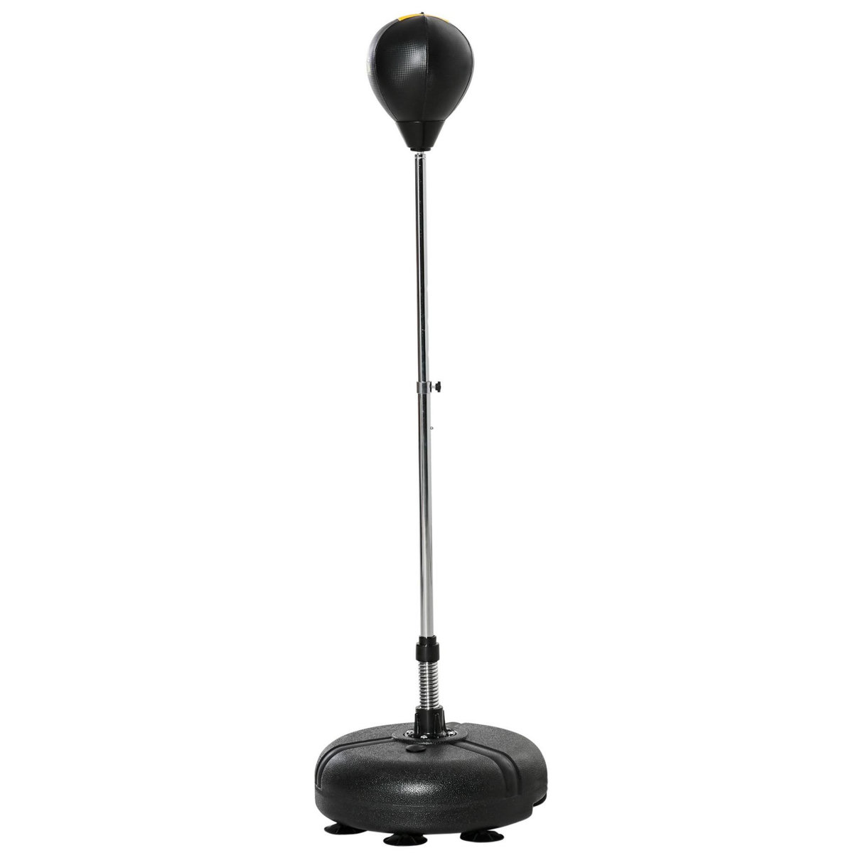 HOMCOM Punching ball sur pied hauteur réglable H.133 -151cm - ressort central, socle ventouses - accessoires - jaune noir