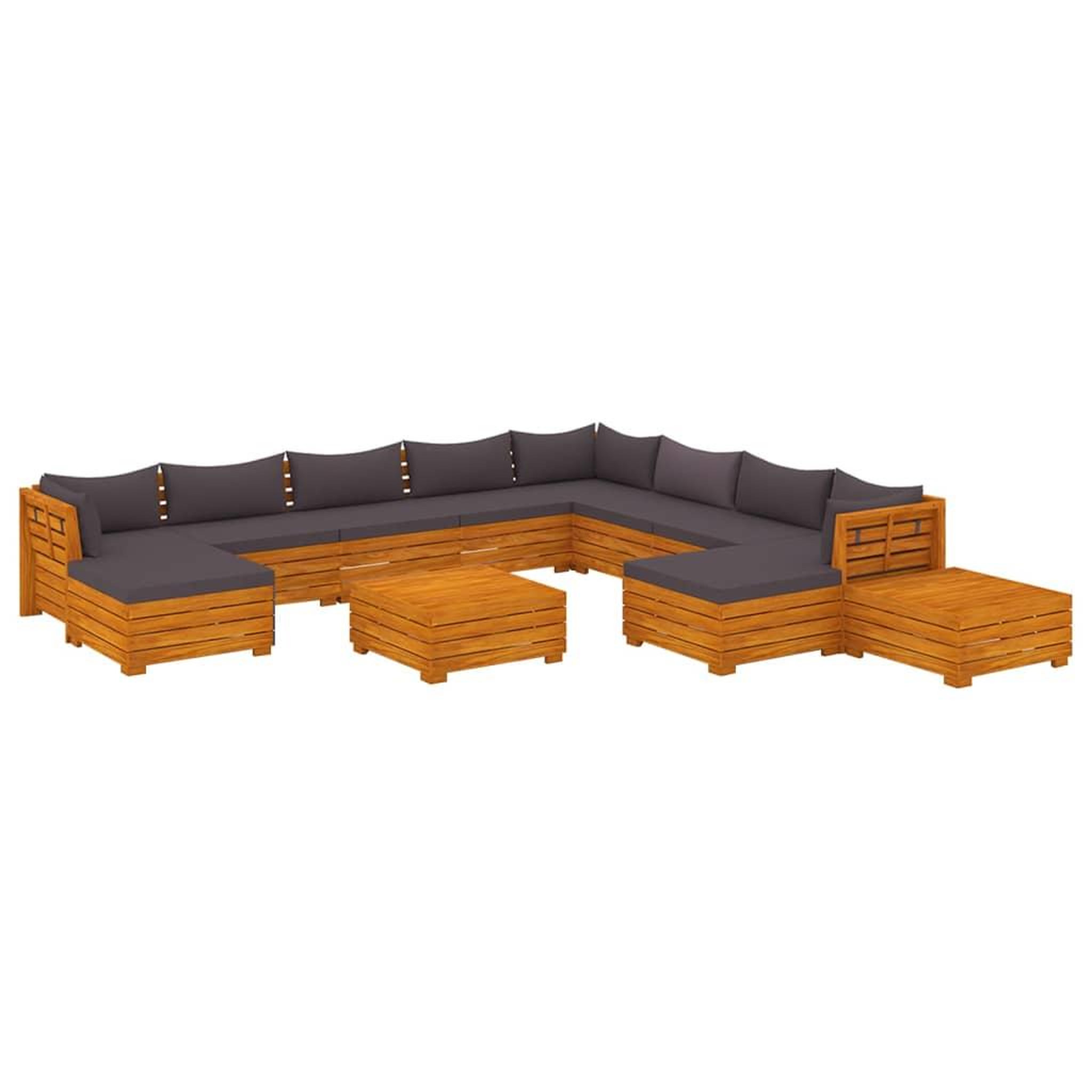 Voir la diapositive 2 : VIDAXL Salon de jardin 12 pcs avec coussins Bois d'acacia solide