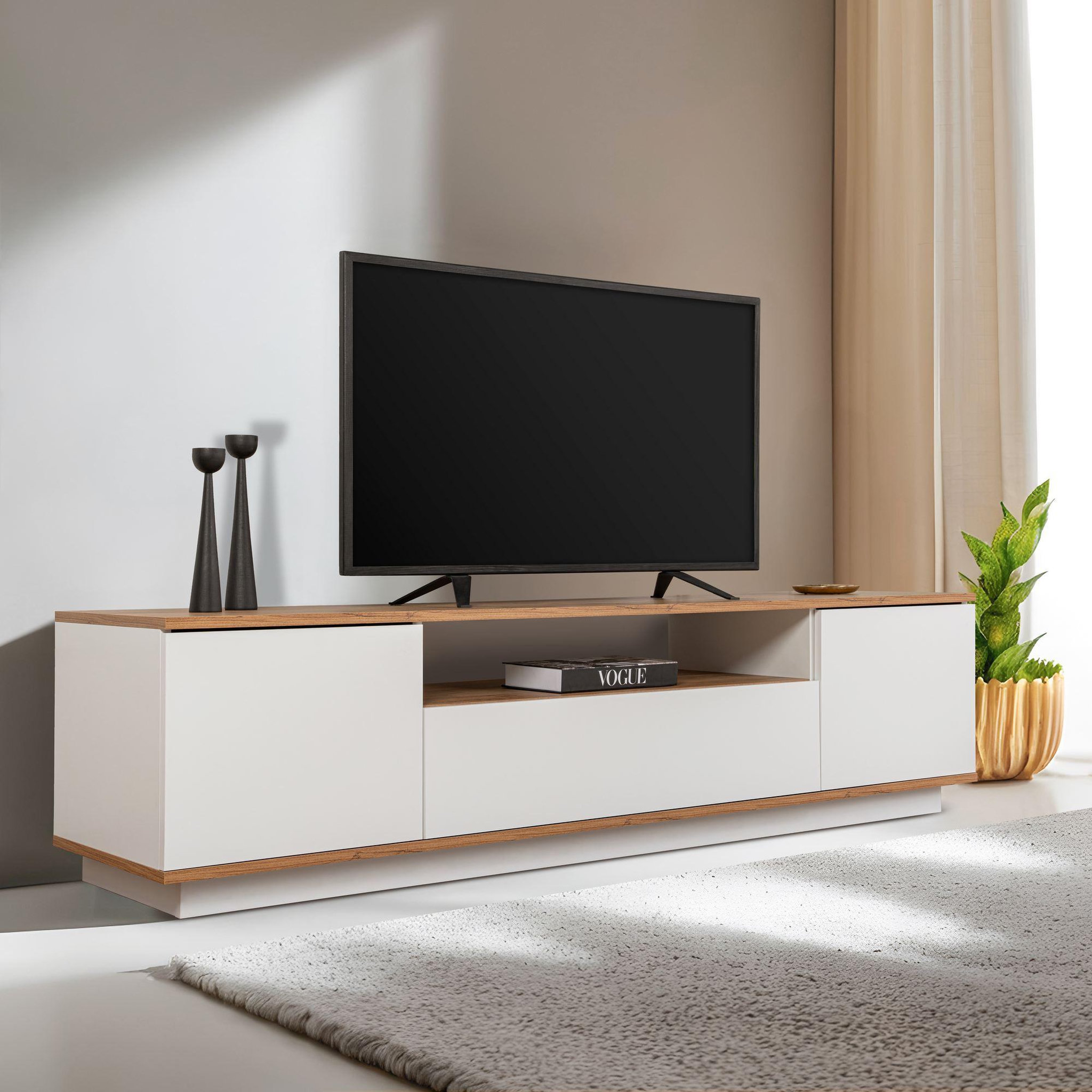 Voir la diapositive 2 : Habitat et Jardin Meuble tv en bois  veramont  - 180 x 44 x 44 cm - marron