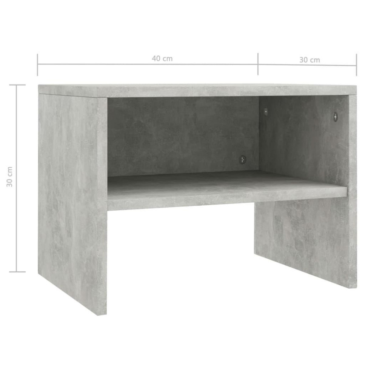 VIDAXL Table de chevet Gris beton 40x30x30 cm Bois ingenierie