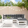 Voir la diapositive 1 : VIDAXL Salon de jardin 5 pcs avec coussins blanc bois massif