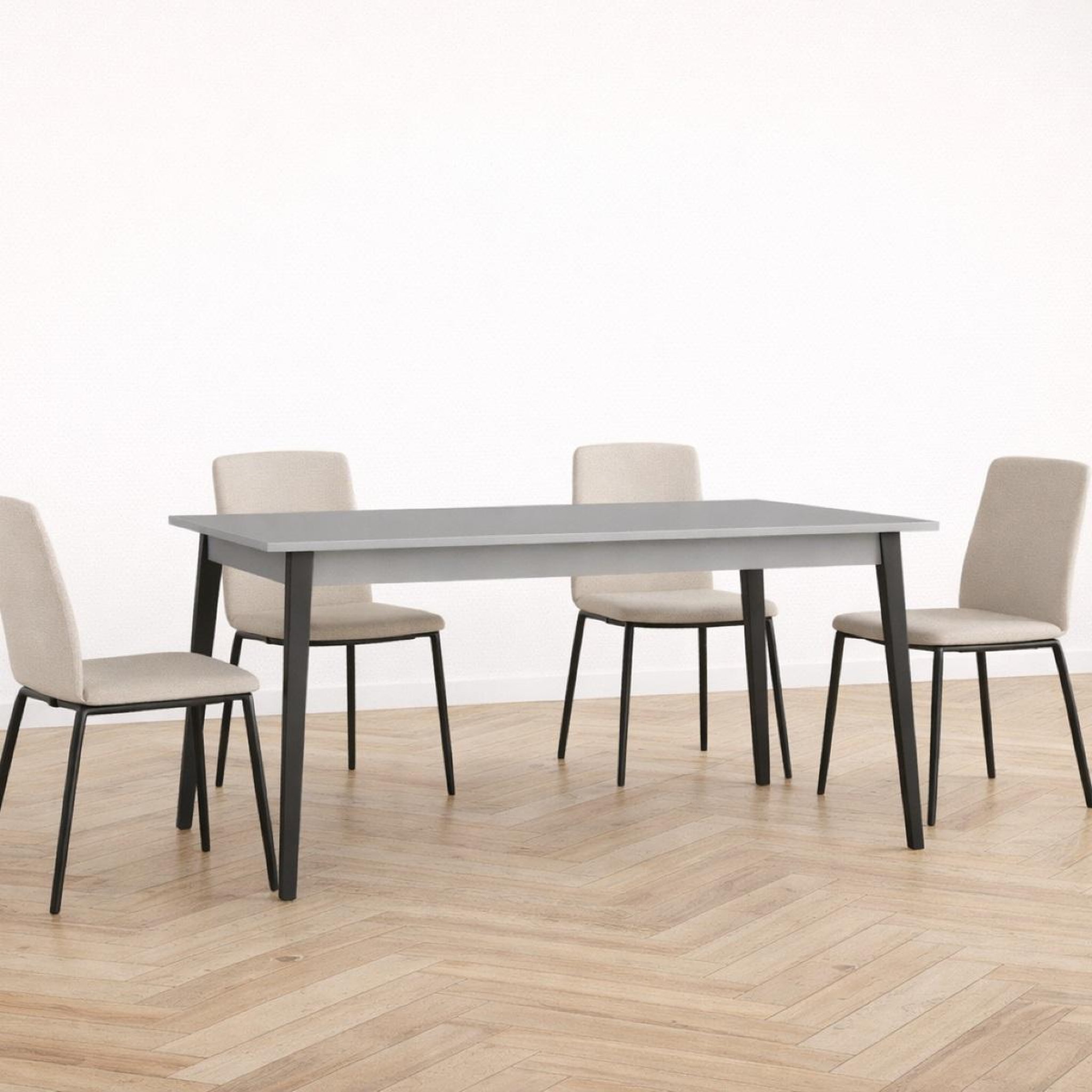 Voir la diapositive 2 : JLC KREATION Table à manger moderne extensible grise 180cm simy