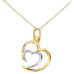 L'ATELIER D'AZUR Collier - Pendentif Or 18 Carats 750/000 Bicolore - Coeur Double - Chaine Dorée