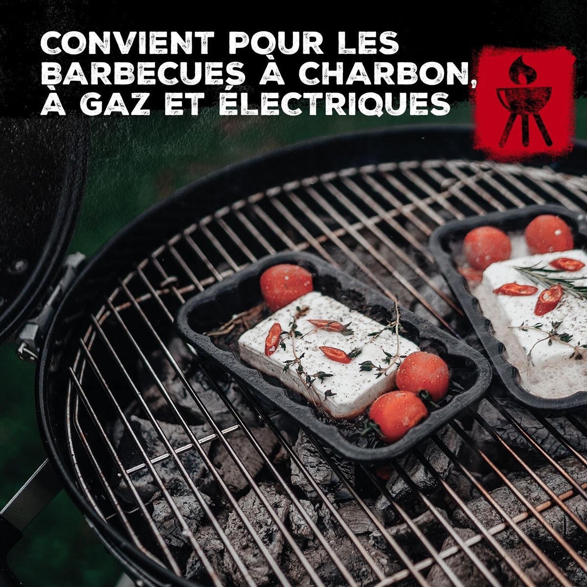 FM PROFESSIONAL Lot de 2 plats à barbecue en acier émaillé 21 x 12 cm FM Professional Barbecue