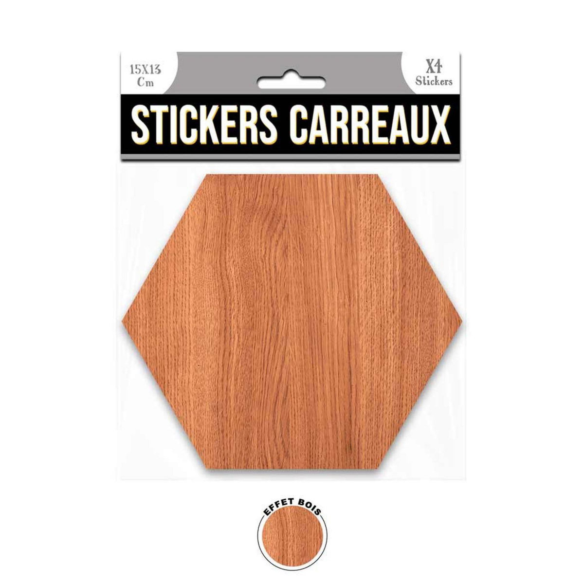 SUD TRADING 4 Stickers effet bois - 15 x 13 cm - marron