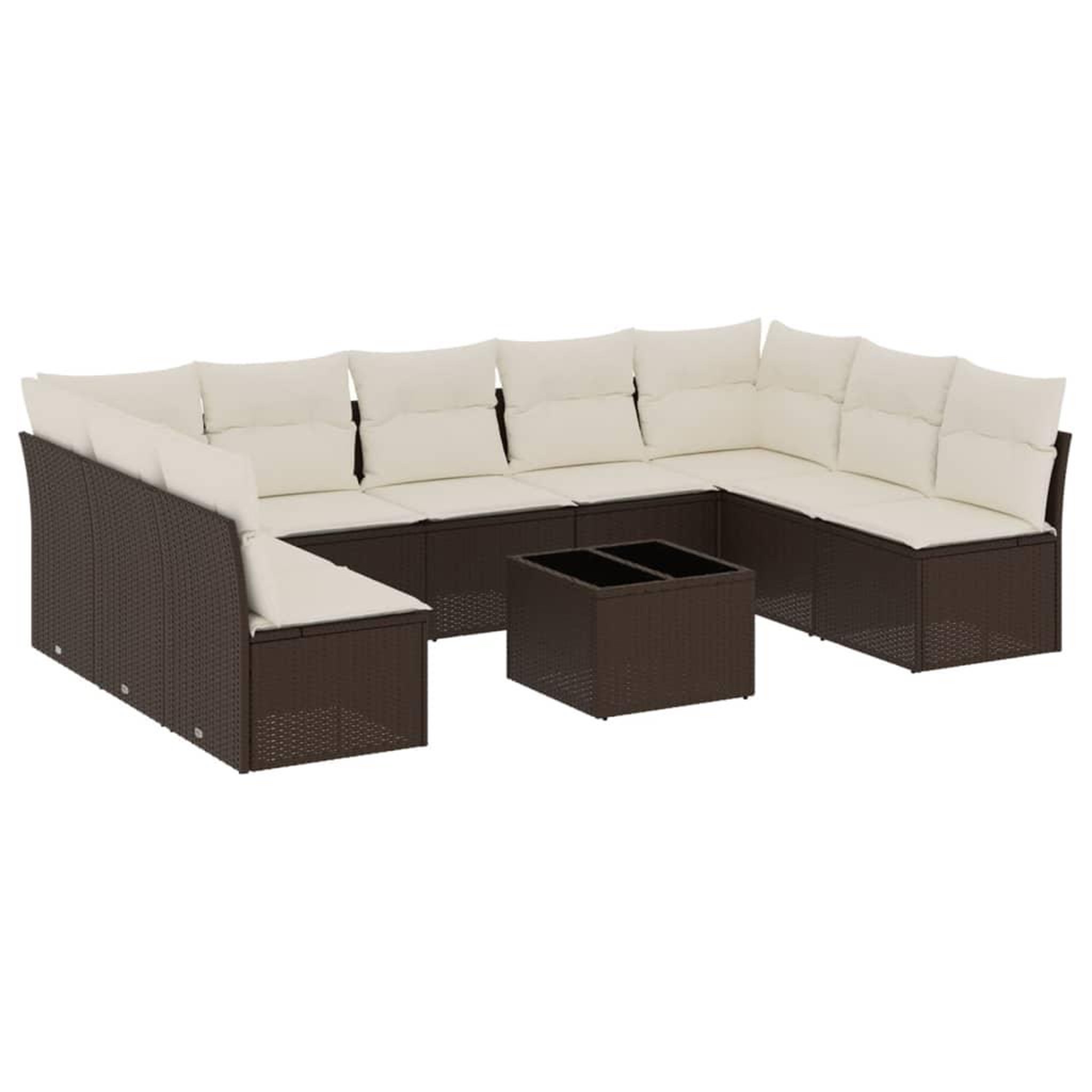 Voir la diapositive 2 : VIDAXL Salon de jardin 10 pcs avec coussins marron resine tressee